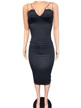 SER.O.YA Black Modal Blend midi dress Small